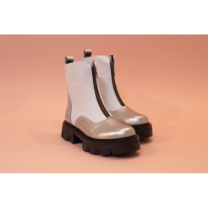 Botin plateado mujer deals